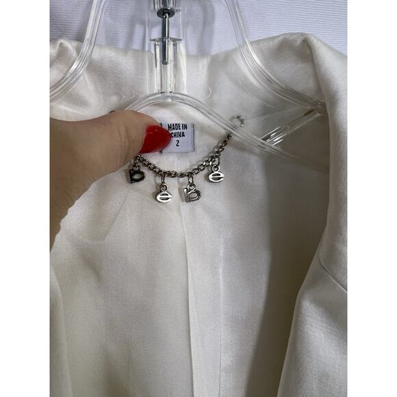Vintage Y2K 2000s Bebe White Tailored Fitted Blazer Size 2 - Picture 4 of 11